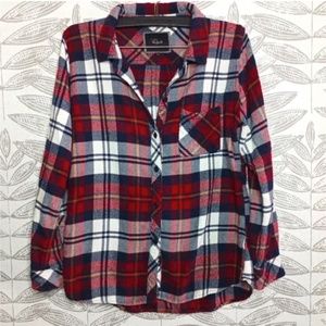 Rails Hunter Flannel Button Down Plaid Navy Merlot Gold